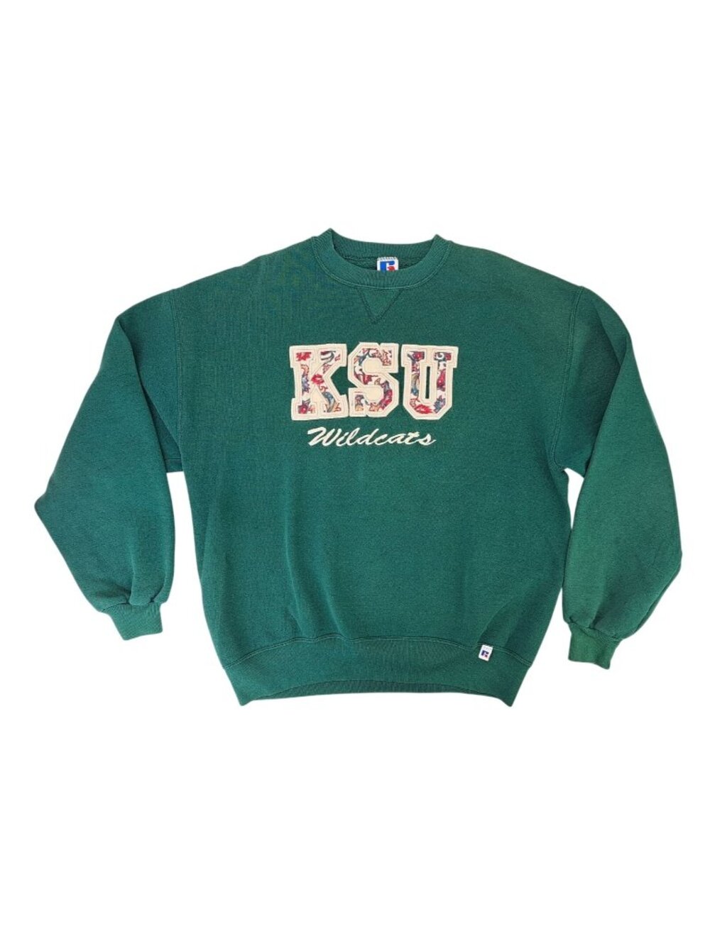 Vintage KSU K-State Wildcats Russell Athletic Green Sweatshirt Men XL Floral